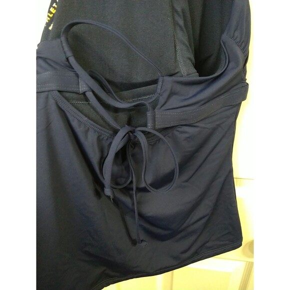 Athleta Tankini Top Size Medium Navy Blue High Neck Keyhole Swim - Picture 8 of 9